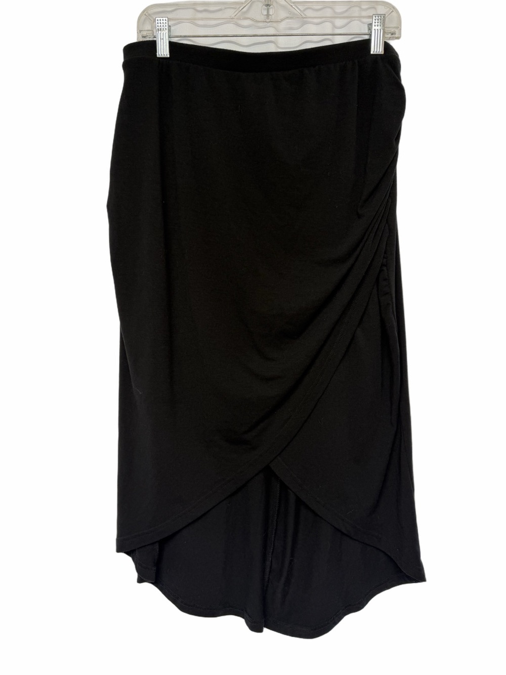 Nine 1 Eight XL Black Tulip Wrap Midi Skirt Draped Pull On Stretch Career